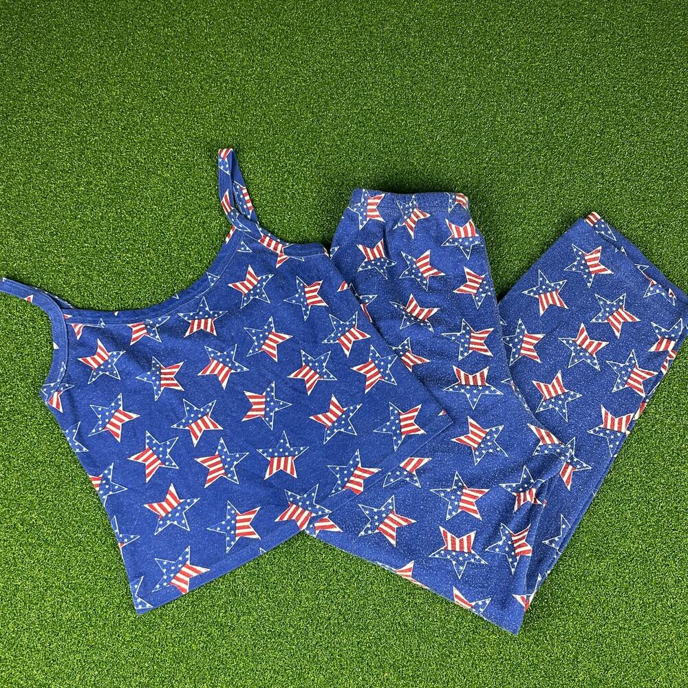 Vintage  SoftWear San Francisco Blue 4th of July Tank Top Pajama Set Sz 6